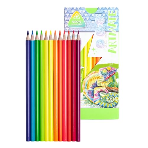 Colored Pencils Set, Neon, Pastel, Classic, Metallic, Skin Tone, Pre-Sharpened Coloring Pencils for Adults, Kids Beginners, Drawing, Sketching, Shading, Blending, Art Supplies (Neon Color) - color: Neon Color
