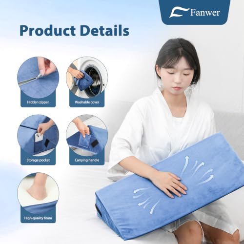 Fanwer Positioning Wedge Pillow for Side Sleeping (3 in 1),23.6",Light Blue - color: Light Blue, size: 23.6in
