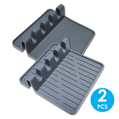Paint Brush Holder Set, Grey, 2 Pack | Portable, Silicone Stands, 4 Slots