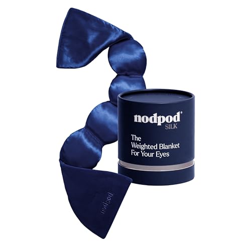 nodpod Mineralized Silk Gentle Pressure Sleep Mask, Weighted Eye Mask | Patented Light Blocking Design for Sleeping, Travel & Relaxation, Bead Filled, Machine Washable, BPA-Free, Sapphire - color: Sapphire Silk