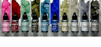 Tim Holtz Ranger Alcohol Inks Released 2024, Gravel, Flannel, Chronicle, Brick, Yonder, Wilderness, Cosmopolitan, Bayou, Juniper and Smudge with Trebbies Detail Sticks