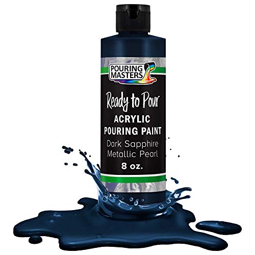 Pouring Masters Dark Sapphire Blue Metallic Pearl Ready to Pour Acrylic Pouring Paint - Premium 8-Ounce Pre-Mixed Fluid Acrylic Paint - Fluid Art Supplies for Canvas, Wood, Paper, Tile & Rocks - color: Dark Sapphire Blue Metallic Pearl, size: 8 Fl Oz (Pac