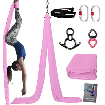 PRIOR FITNESS Aerial Silks Kit, SGS&CE Certified, 9/15/20Yards - color: Pink, size: L(20 Yards)
