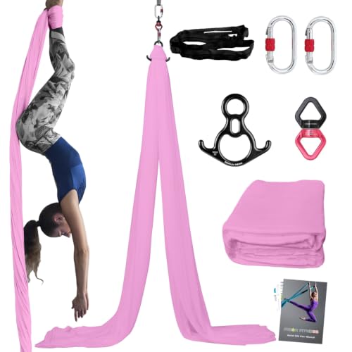 PRIOR FITNESS Aerial Silks Kit, SGS&CE Certified, 9/15/20Yards - color: Pink, size: L(20 Yards)