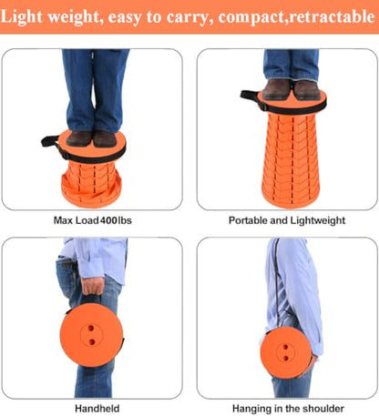 Fishboy Collapsible Stool for Adults, Portable Folding Camping Seat, 400lbs - color: All Orange