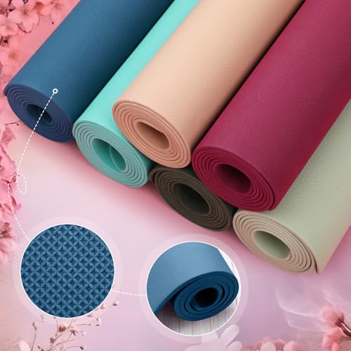 Timgle 6 Pack Yoga Mats Bulk 68x24 Inches Non Slip 4 mm Thick - color: Classic Color