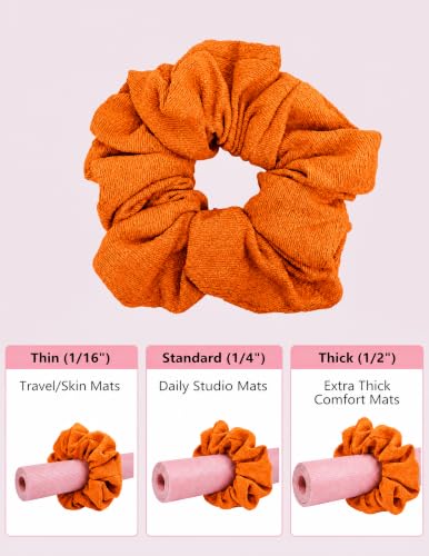 Yoga Mat Scrunchie Yoga Mat Strap Carrier Pilates Mat Holder | Holds Your Yoga Mat in Style, Adjustable & Stretchy Yoga Mat Band, Fits Most Standard Yoga Mats (mat not included),Yoga Gifts - color: Orange