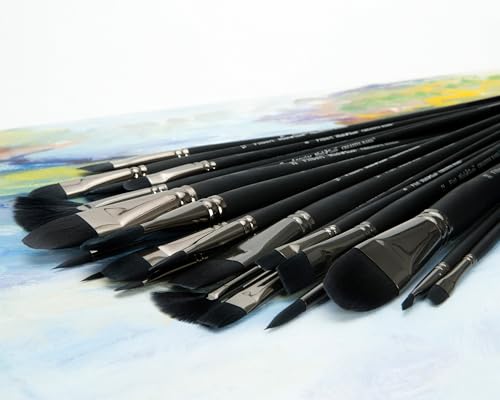 Black Swan Synthetic Red Sable Round Paint Brushes - Round Size # 0 - Professional Quality Long Handle Paint Brushes for Oil, Heavy Body Media and Acrylic - Artists of All Levels - size: Size 0