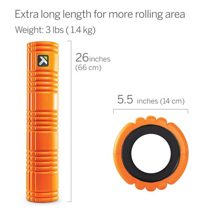 TRIGGERPOINT PERFORMANCE THERAPY GRID Patented Multi-Density Foam Massage Roller Exercise Deep Tissue Muscle Recovery - Relieves Muscle Pain & Tightness, Improves Mobility & Circulation (26"), Orange - color: Orange