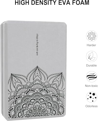 nuveti Yoga Blocks Set of 2, High Density Yoga Brick Foam Blocks to Improve Strength, Flexibility and Balance Brick Foam Blocks - color: Grey