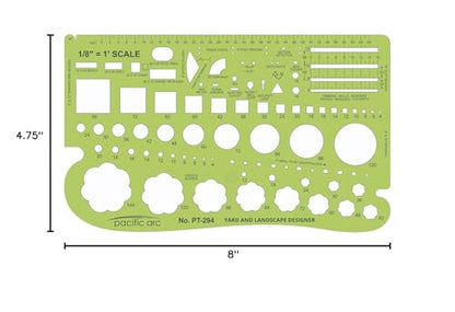 Pacific Arc, Landscape Template, 1/8 inch Scale, Drawing aid Stencil for Professional or School Work. Size 4.75 x 8 in. - style: Landscape, 1/8 scale