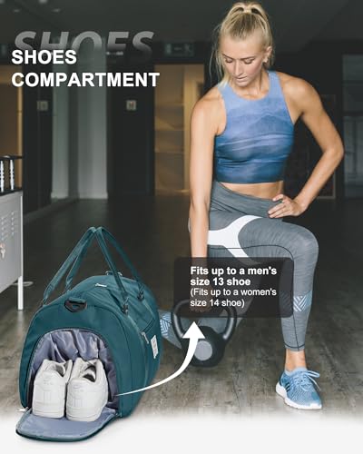 Gym Bags Womens Mens with Shoes Compartment and Wet Pocket Travel Duffel Bag for Women for Plane Sport Gym Tote Bags Swimming Yoga Waterproof Weekend Overnight Bag Carry on Bag Hospital Holdalls - color: A10-Peacock Blue