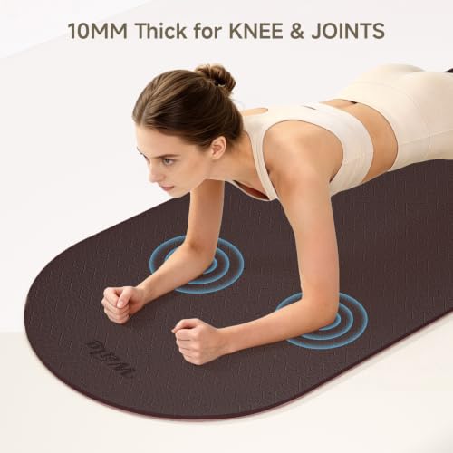 WeiLa Extra Thick Yoga Mat (10mm), Large TPE Workout Mat 74"x28" with Strap - color: Brown & Apricot