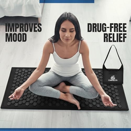 Acupressure Mat and Pillow Set, Mat with HIPS Spikes for Back/Neck Pain Relief, Sciatic, Headache, Stress and Muscle Relaxation