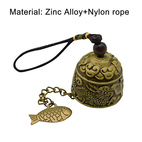 3Pcs Vintage Dragon Bell Bronze Fish Carved Feng Shui Bell