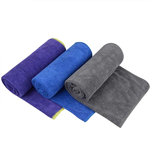 KinHwa 남성용 체육관 타월, 빠른 건조 극세사 스웨트 타월, 3팩 - color: 그레이+퍼플+블루, size: 16inchx31inch 3 Pack