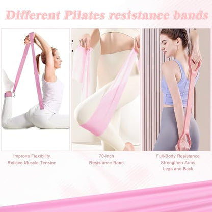 Home Pilates Essentials Kit for Women, Complete 13-in-1 Pilates Equipment Ring and Ball Set with 5 TPE Resistance Bands, Ankle Weights, 8-Shaped Pull Band, Stretch Strap and Waterproof Bag - size: 13PCS