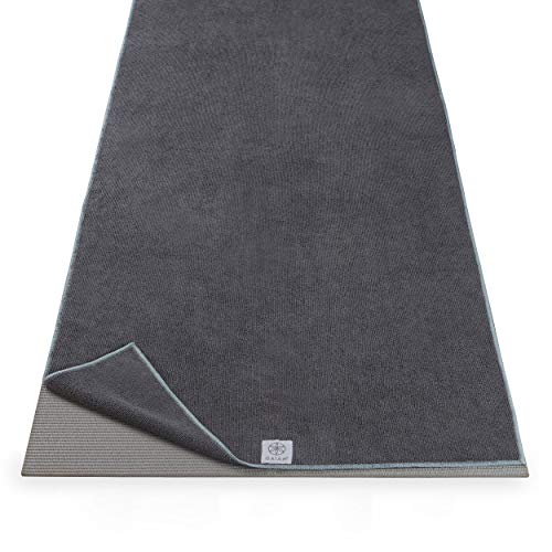 Gaiam Yoga Mat Towel, Non-Slip Microfiber, Hot Yoga (Folkstone Grey) | Mat-Sized Fit | Quick-Dry Microfiber | Non-Slip Silicone Bottom | Machine Washable | Hot Yoga & Pilates | 68"x24" - color: Folkstone Grey, size: 24"W x 68"L