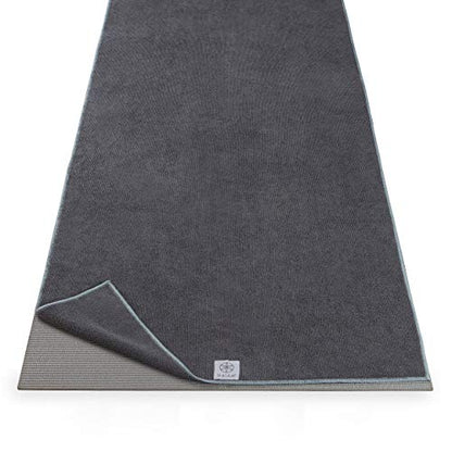 Gaiam Yoga Mat Towel, Non-Slip Microfiber, Hot Yoga (Folkstone Grey) - color: Folkstone Grey