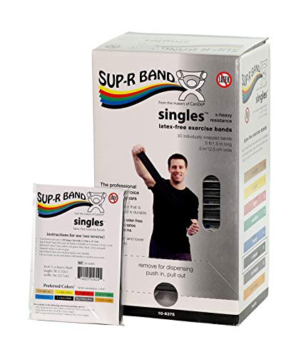 CanDo 10-6375 Sup-R Band Latex-Free Exercise Band, 5' Length, Black, Pack of 30 - color: Black: X-Heavy, size: 5 ft Single (30 ct)