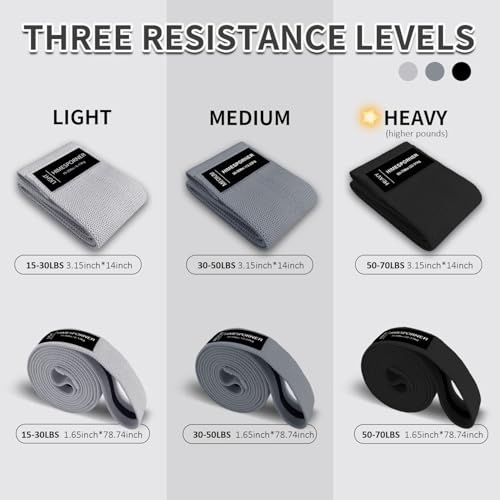 HIMESPORNER 9 PCS Fabric Resistance Bands Set for Working Out - color: Grey and Black
