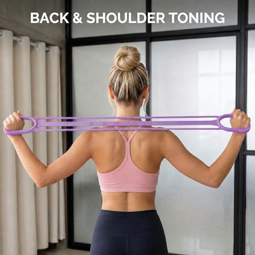 3 Pack Resistance Bands with Handles, Shoulder Trainer for Physical Therapy Home Workout Pilates, Ergonomic Grip Durable Exercise Bands - color: Pink , Blue , Purple