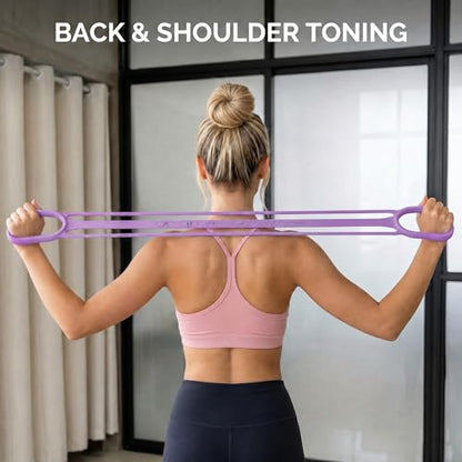 3 Pack Resistance Bands with Handles, Shoulder Trainer for Physical Therapy Home Workout Pilates, Ergonomic Grip Durable Exercise Bands - color: Pink , Blue , Purple