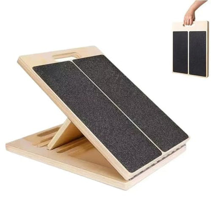 Adjustable Wooden Slant Board for Calf Stretching, Portable Wooden Incline Board Fitness Equipment, Balance Block for Knees Ankle Heel Feet Leg