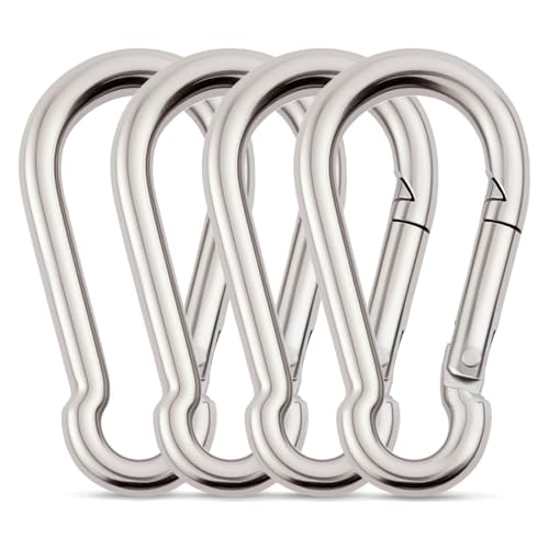 Hammock Hanging Kit, Load Capacity 1400 lb, Stainless Steel Hammock Hook Carabiner Set for Yoga Hammock Swing Chair Indoor Outdoor Relaxation (4-Pack Carabiner Clips) - color: 4-pack Carabiner Clips