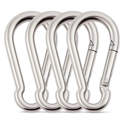 Hammock Hanging Kit, Load Capacity 1400 lb, Stainless Steel Hammock Hook Carabiner Set for Yoga Hammock Swing Chair Indoor Outdoor Relaxation (4-Pack Carabiner Clips) - color: 4-pack Carabiner Clips