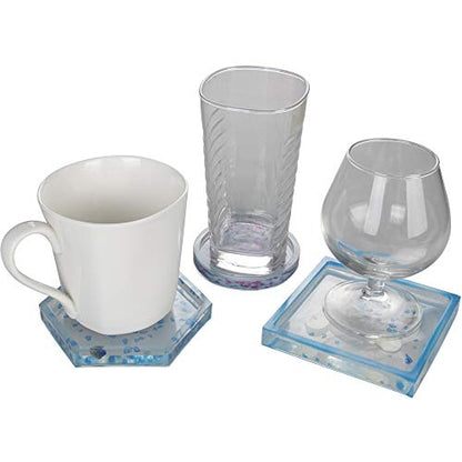 3 Pack DIY Coaster Silicone Mold, Include Round, Square, Hexagon, Molds for Casting with Resin, Cement