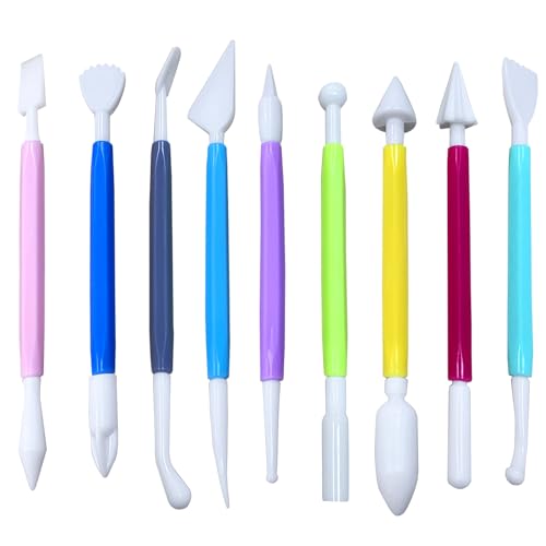 9 Pcs Clay Sculpting Tools Set, Double-Ended Plastic Air Dry Clay Tool Kit, Clay Tool for Pottery, Polymer, Air Dry Clay, Ceramic, Modeling, Shaping, DIY Crafting - color: 9Pcs