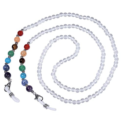 TUMBEELLUWA Reiki 7 Chakra Stone Beads Eyeglasses Chain for Women Men - color: White