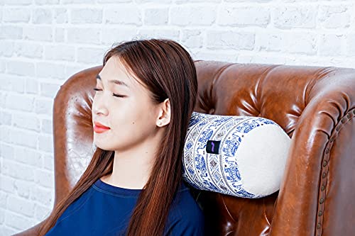 Leewadee Small Yoga Bolster – Shape-Retaining Cervical Neck Roll, Tube Pillow for Comfortable Reading, Kapok Filling, 22 x 6 x 6 inches - color: El1 - Blue