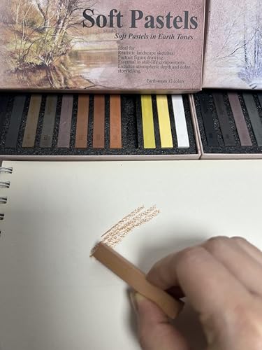 12-Pack Earth Tone Square Soft Pastels&24 Colors Soft Pastel Pencils