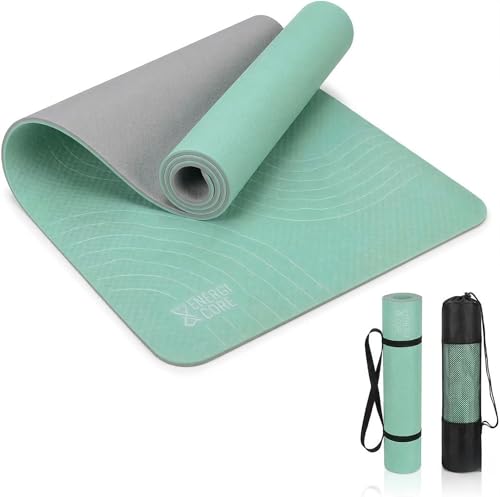 TPE Yoga Mat (72" x 24" x 5mm) - Cruise Color Non-Slip Workout Mat with Alignment Lines for Women & Men - Durable, Eco-Friendly, Latex-Free Exercise Mat for Home, Pilates & Fitness by ENERGI CORE
