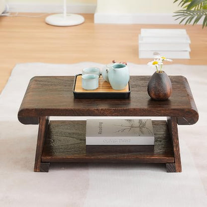 Folding Japanese Low Floor Table,Small Wood Meditation & Altar Table - size: 23.6"X13.6"X9.5”