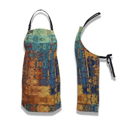 Cook Apron for Women Blue and Golden Grunges Mans Aprons for Cooking Funny for Kitchen Cooking Restaurant BBQ Painting Crafting Gardening 27” (W) x 31” (H), Waterproof Aprons - color: Blue and Golden Grunget