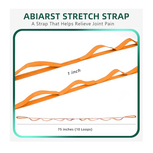 Yoga Strap Stretching Strap 10 Loops Non-Elastic Exercise Strap for Pilates, Dance Exercise Training Multi-Loop Stretching Band - color: Orange