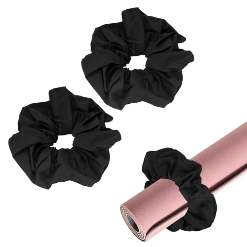 Yoga Mat Scrunchy, Durable & Elastic Fabric Yoga Mat Strap Band - color: Black