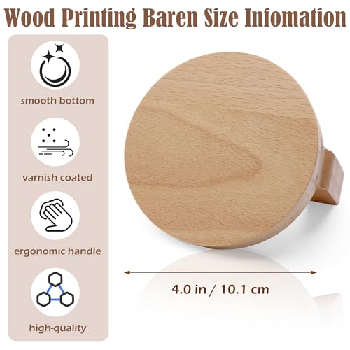 1+1 Pcs Block Printing Baren, Windspeed Wood Baren Printmaking Tool Supplies for Printing, Crafting, Scrapbooking, Linocut