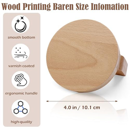 1+1 Pcs Block Printing Baren, Windspeed Wood Baren Printmaking Tool Supplies for Printing, Crafting, Scrapbooking, Linocut