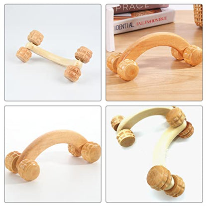 LALAFINA Massage Roller Wooden Back Massager Roller for Muscle Tension Relief Handheld Body for Yoga Stretching Blood Circulation Portable 6.29 X 2.67 X 2.36 in