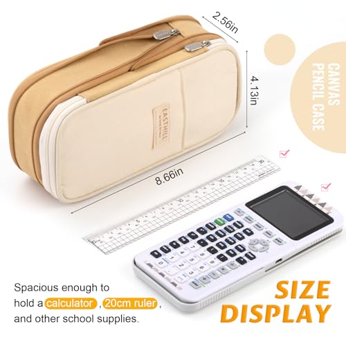 EASTHILL Big Capacity Pencil Pen Case Office College School Large Storage High Capacity Bag Pouch Holder Box Organizer Khaki - color: Khaki