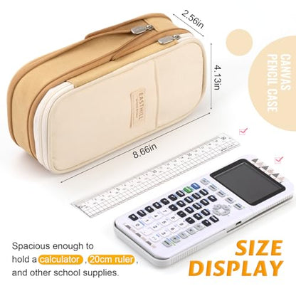 EASTHILL Big Capacity Pencil Pen Case Office College School Large Storage High Capacity Bag Pouch Holder Box Organizer Khaki - color: Khaki