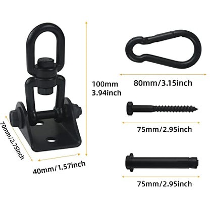 Hammock Hanging Kit 360° Rotating Hanging Chair Hardware 1000 lb Capacity - color: Black, size: 1
