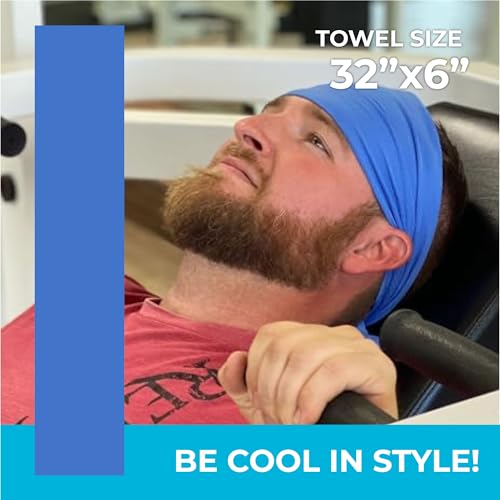 SHAKEitCOOL Original Cooling Towel – Be Cool in Style - Heat Relief, Soft, Lightweight, Sun Protection, Easy Clean - Perfect for Biking, Running, Yoga, Gym, Gardening - Blue - color: Blue