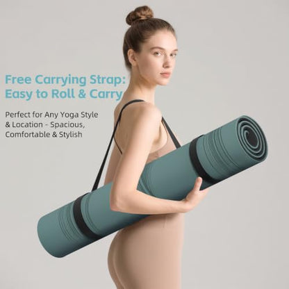 Large 76"x40"x0.4" Yoga Mat - color: Dark green