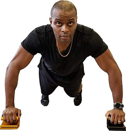 Pushup Bars - Safe Push Up Bars - Strength training Pushup Stands Perfect for Home Gym & Traveling Fitness - Lightweight, Non-Slip Bodyweight Training Workouts Blocks - color: Gold
