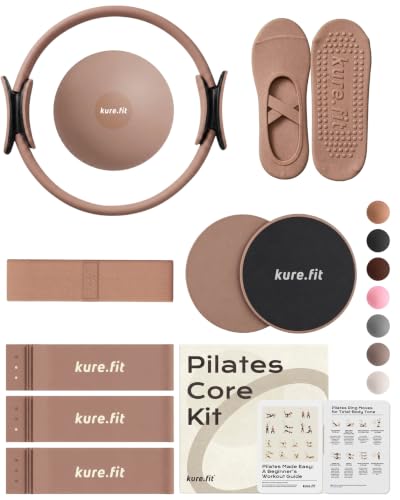 Pilates Kit | Pilates Equipment Set for Home Workouts | Accessories & Guide - color: Mocha, style: Core Kit - 10PC